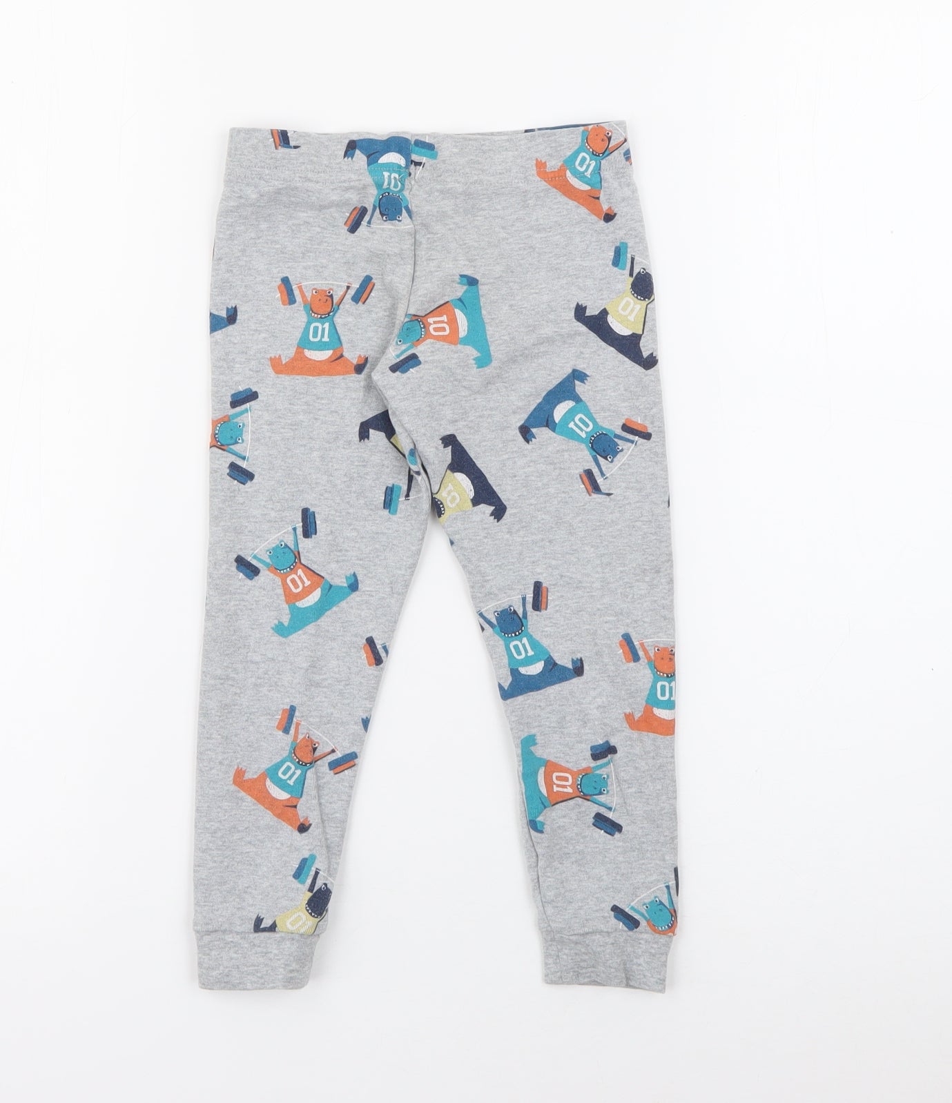 Marks and Spencer Boys Grey  Cotton Pedal Pusher Trousers Size 3-4 Years  Regular  - Dinosaur