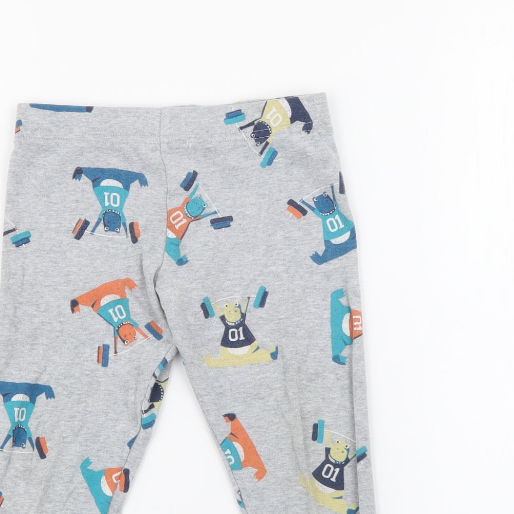 Marks and Spencer Boys Grey  Cotton Pedal Pusher Trousers Size 3-4 Years  Regular  - Dinosaur