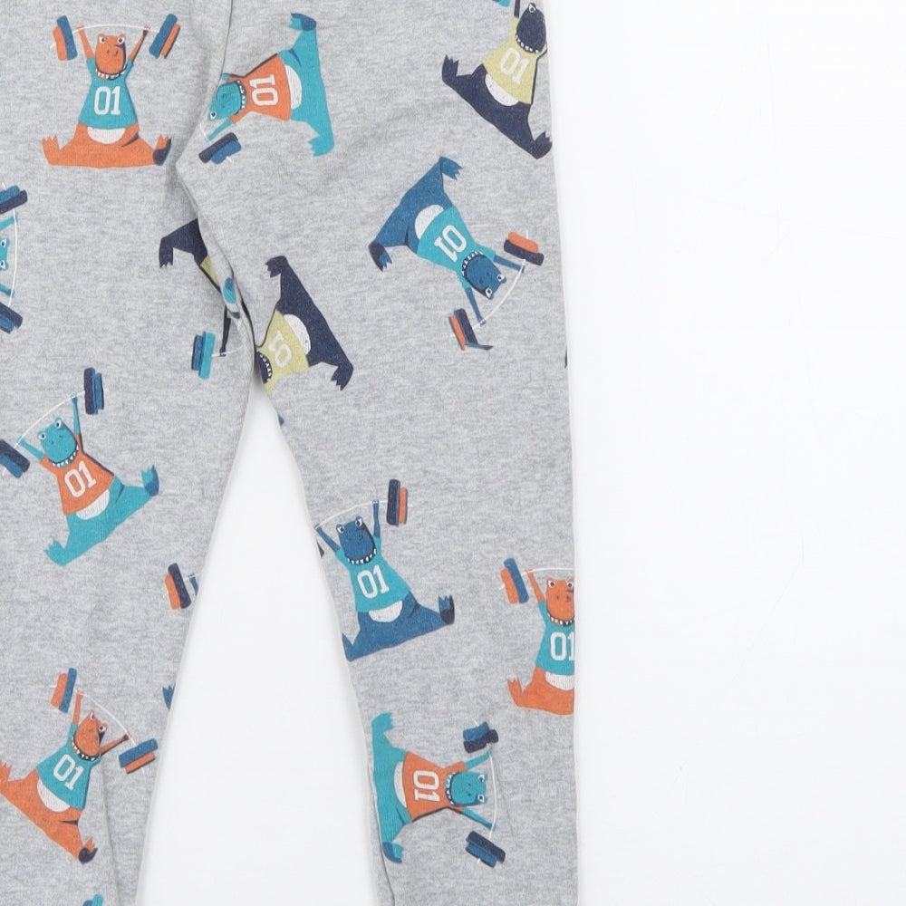 Marks and Spencer Boys Grey  Cotton Pedal Pusher Trousers Size 3-4 Years  Regular  - Dinosaur
