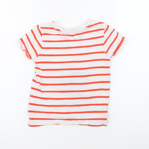 Nutmeg Boys White Striped Cotton Basic T-Shirt Size 2-3 Years Crew Neck  - Monster Scooter