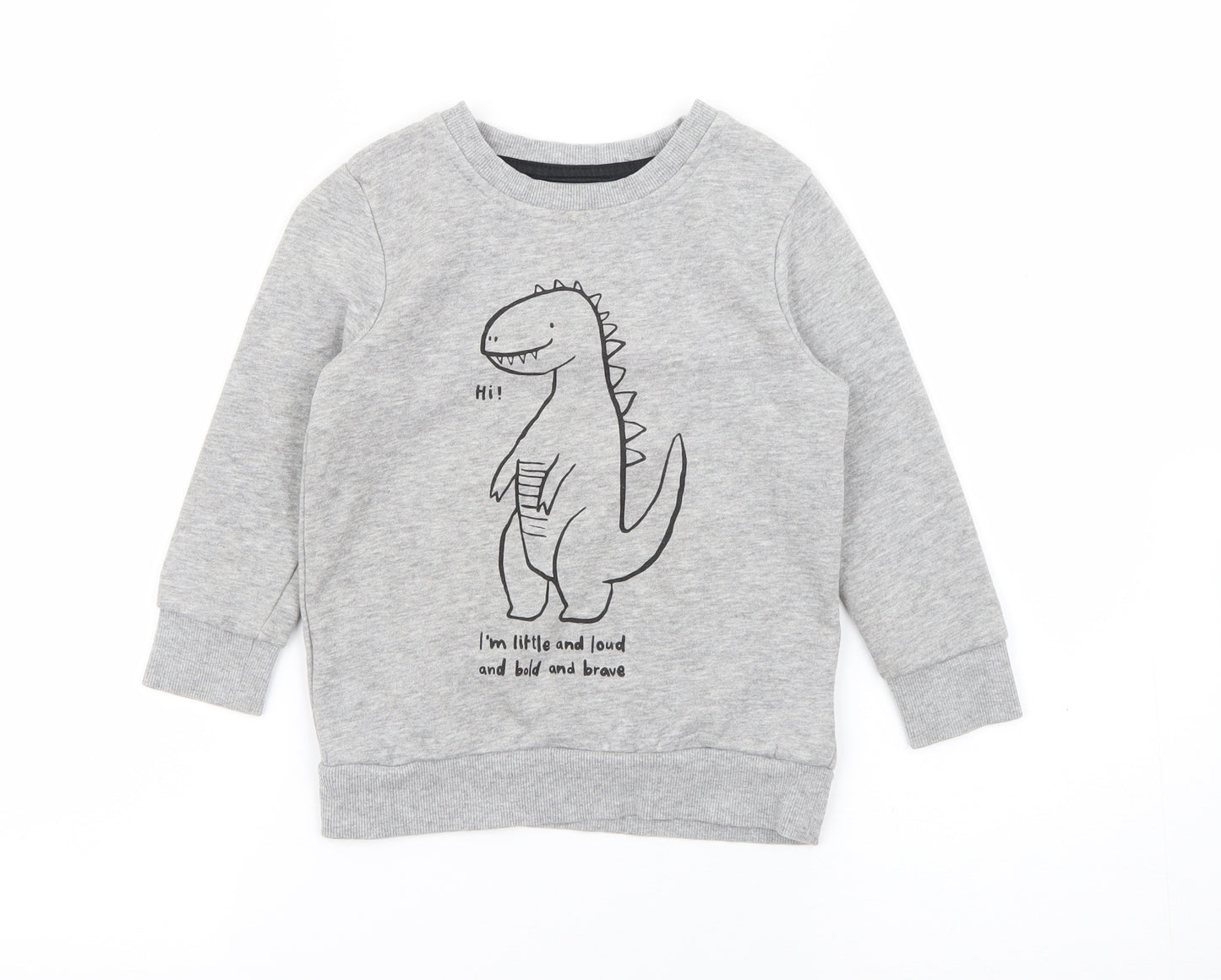 George Boys Grey  Cotton Pullover Sweatshirt Size 3-4 Years   - Dinosaur