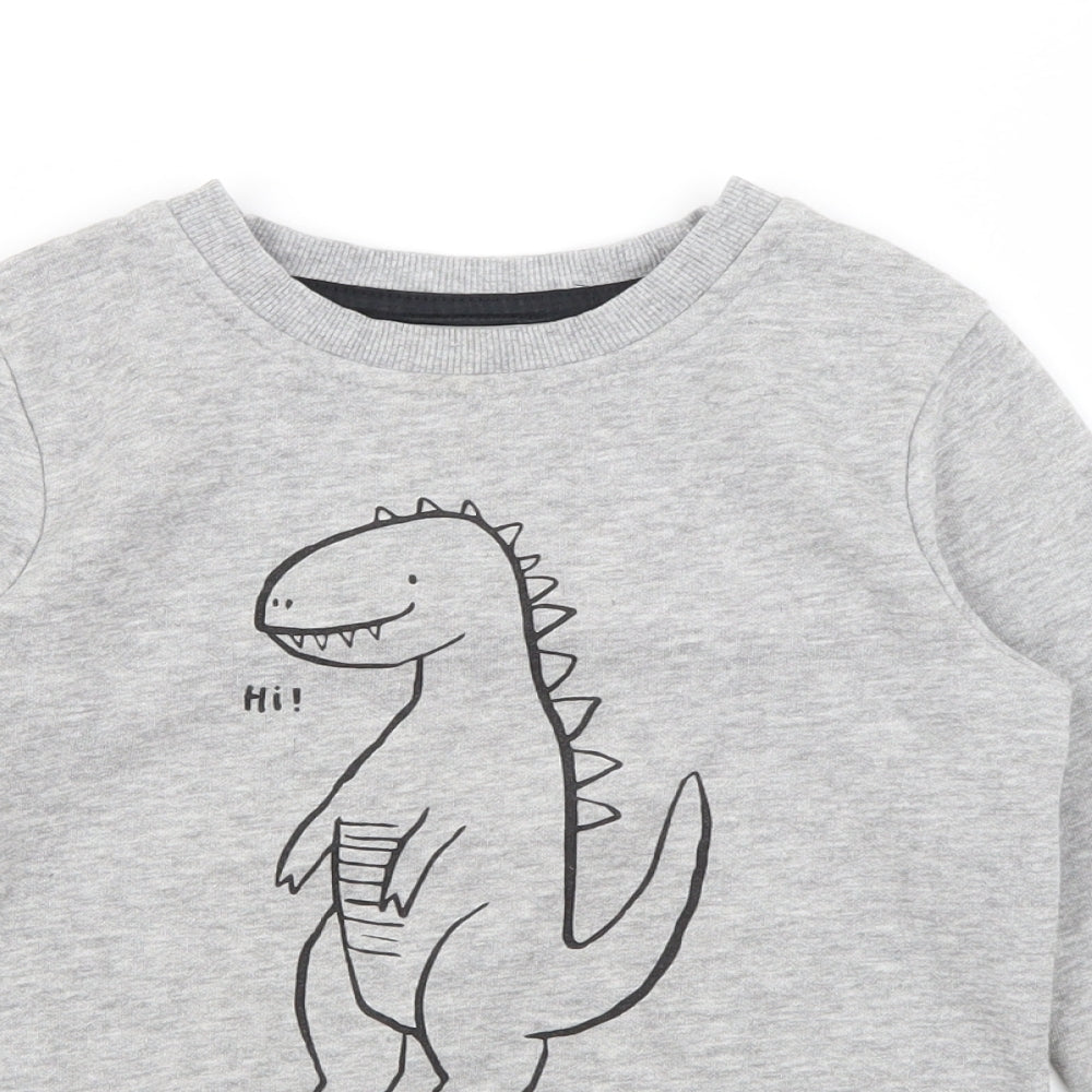George Boys Grey  Cotton Pullover Sweatshirt Size 3-4 Years   - Dinosaur