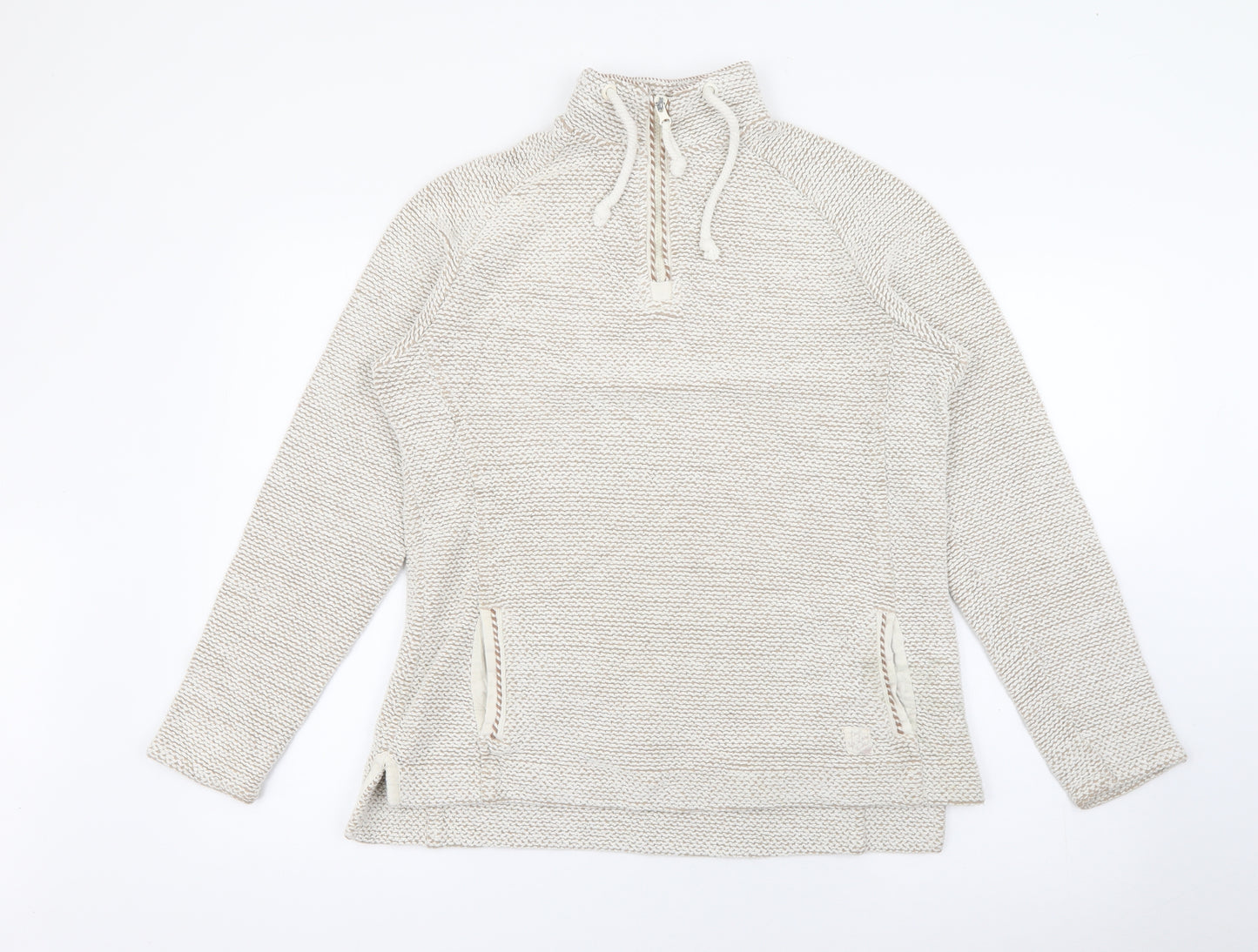 Weird Fish Womens Ivory High Neck  Cotton Pullover Jumper Size 14