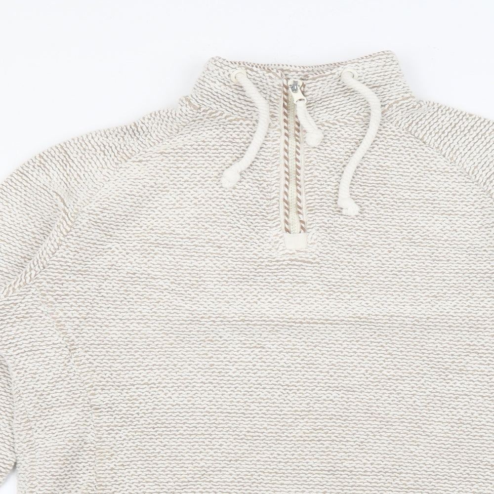 Weird Fish Womens Ivory High Neck  Cotton Pullover Jumper Size 14