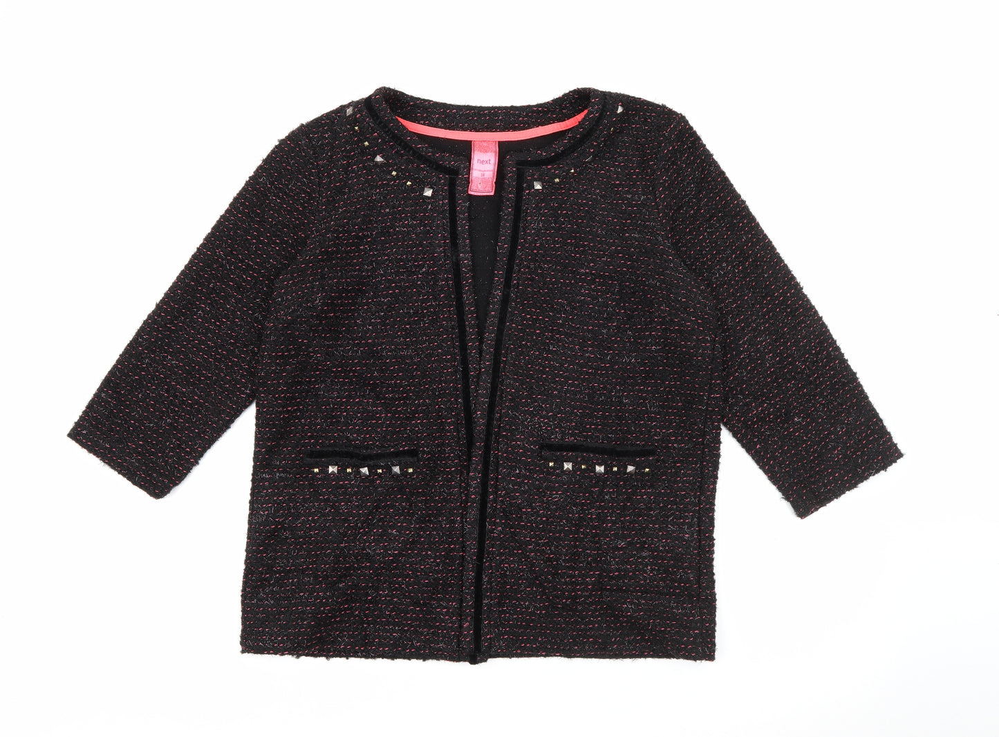 NEXT Womens Black Round Neck Striped Cotton Cardigan Jumper Size 18