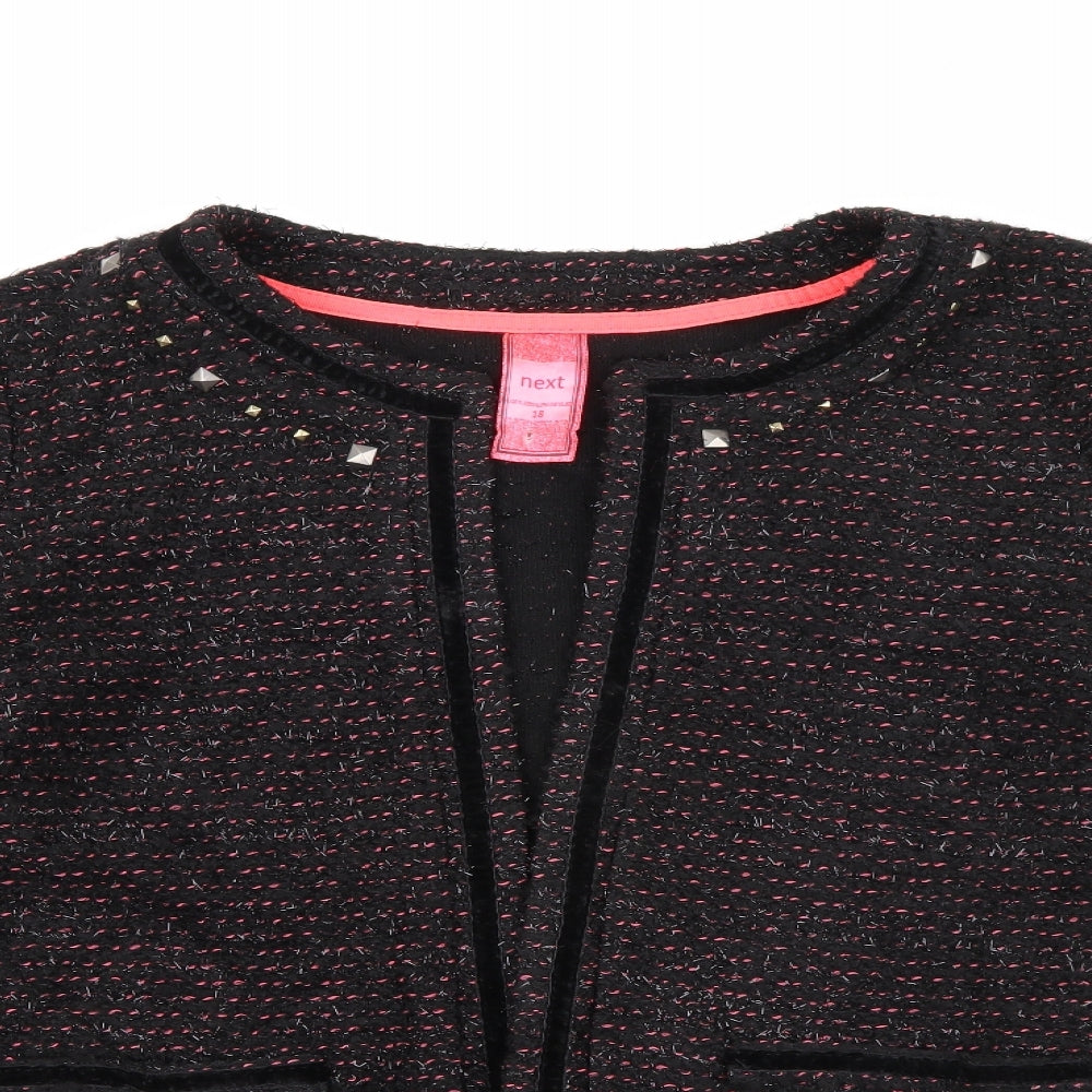 NEXT Womens Black Round Neck Striped Cotton Cardigan Jumper Size 18