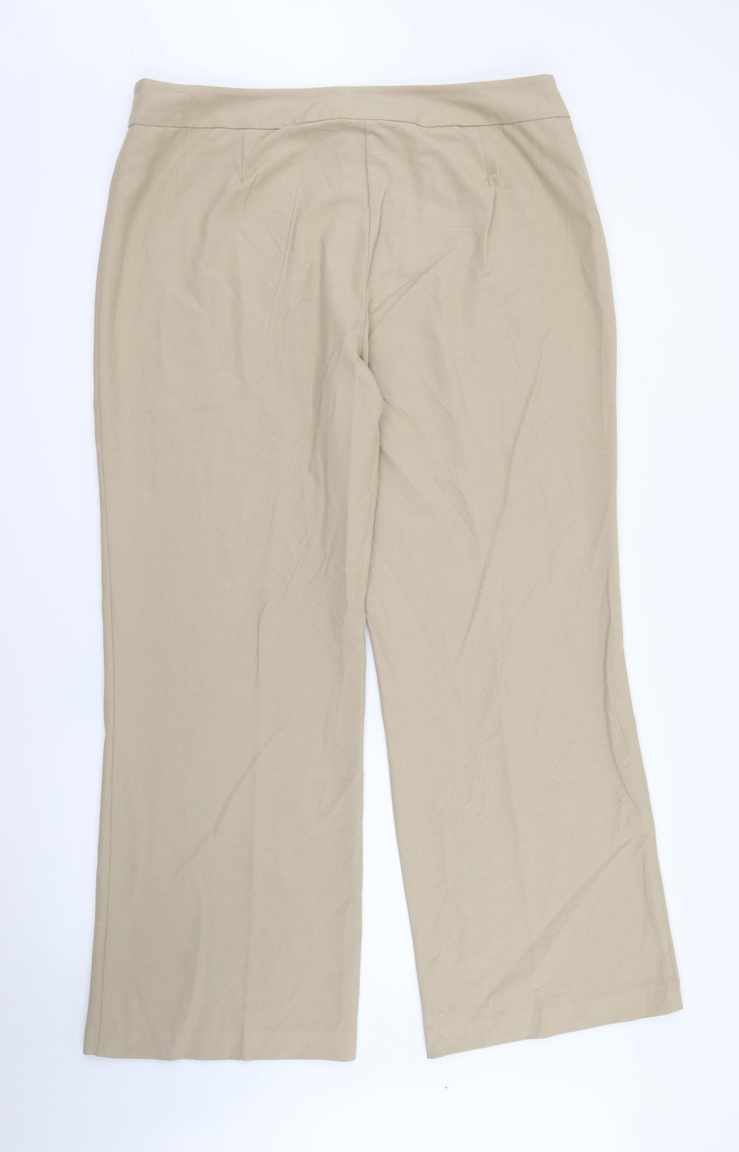 Bonmarché Womens Beige  Polyester Trousers  Size 18 L29 in Regular Zip