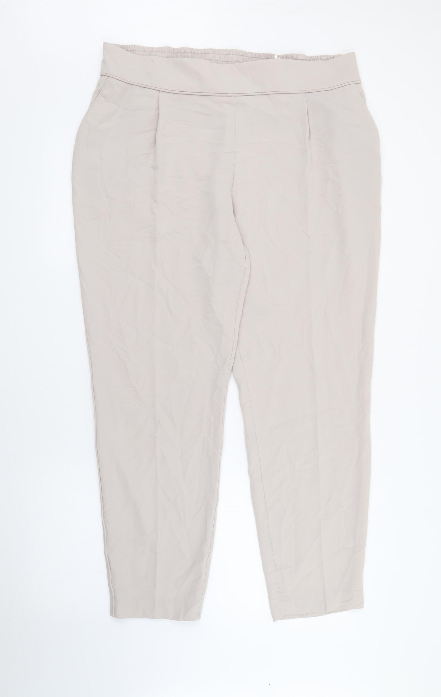 Wallis Womens Beige  Polyester Trousers  Size 18 L28 in Regular