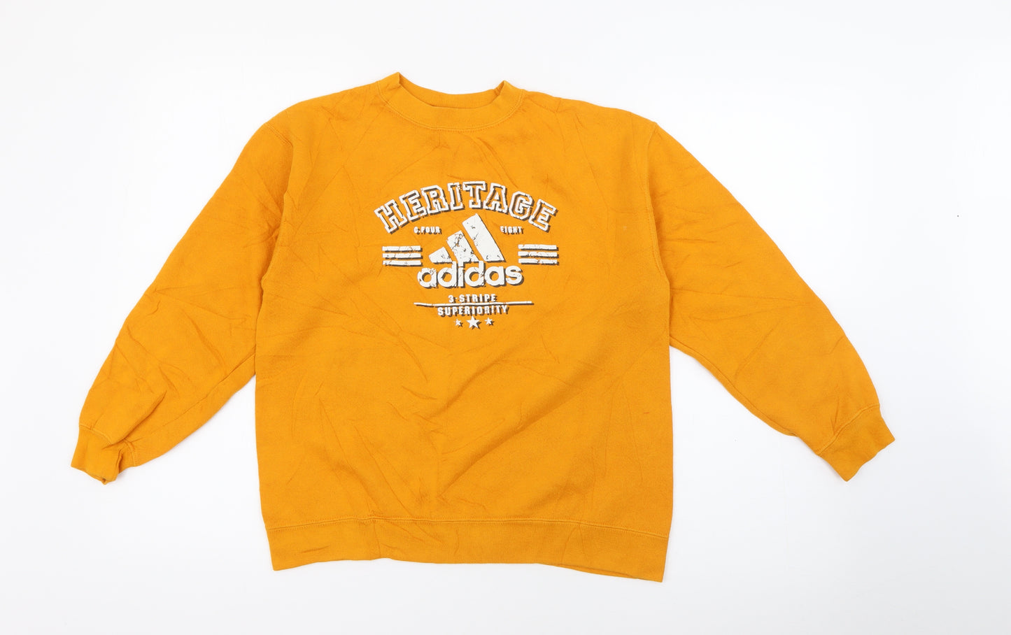 adidas Boys Yellow  Cotton Pullover Sweatshirt Size 8 Years