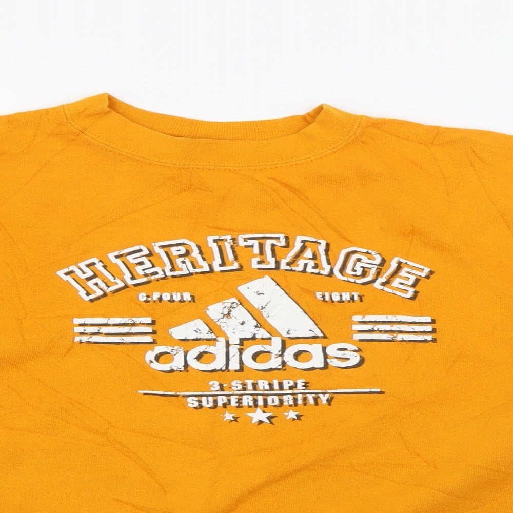 adidas Boys Yellow  Cotton Pullover Sweatshirt Size 8 Years