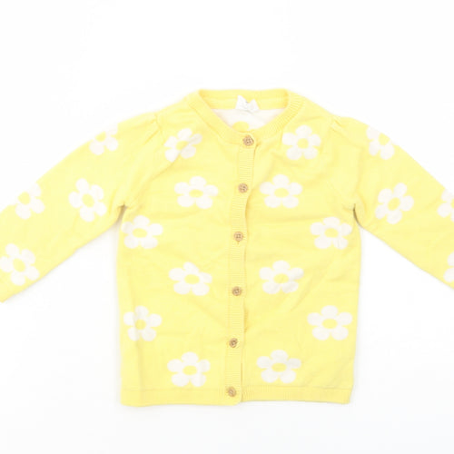 F&F Baby Yellow Floral Cotton Cardigan Jumper Size 12-18 Months  Button