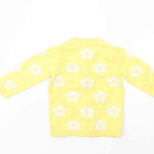 F&F Baby Yellow Floral Cotton Cardigan Jumper Size 12-18 Months  Button