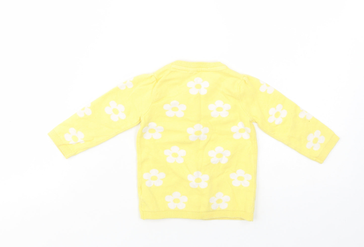 F&F Baby Yellow Floral Cotton Cardigan Jumper Size 12-18 Months  Button