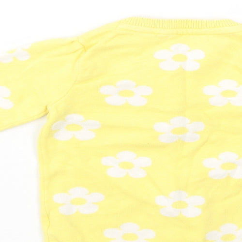F&F Baby Yellow Floral Cotton Cardigan Jumper Size 12-18 Months  Button