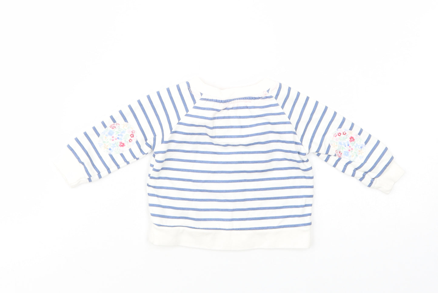 Early Days Baby White Striped Cotton Pullover Jumper Size 0-3 Months  Snap - Bunny