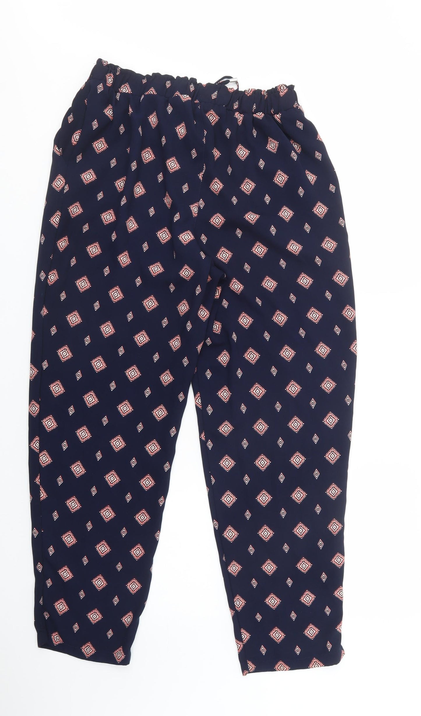George Womens Blue Geometric Polyester Trousers  Size 16 L29 in Regular Drawstring