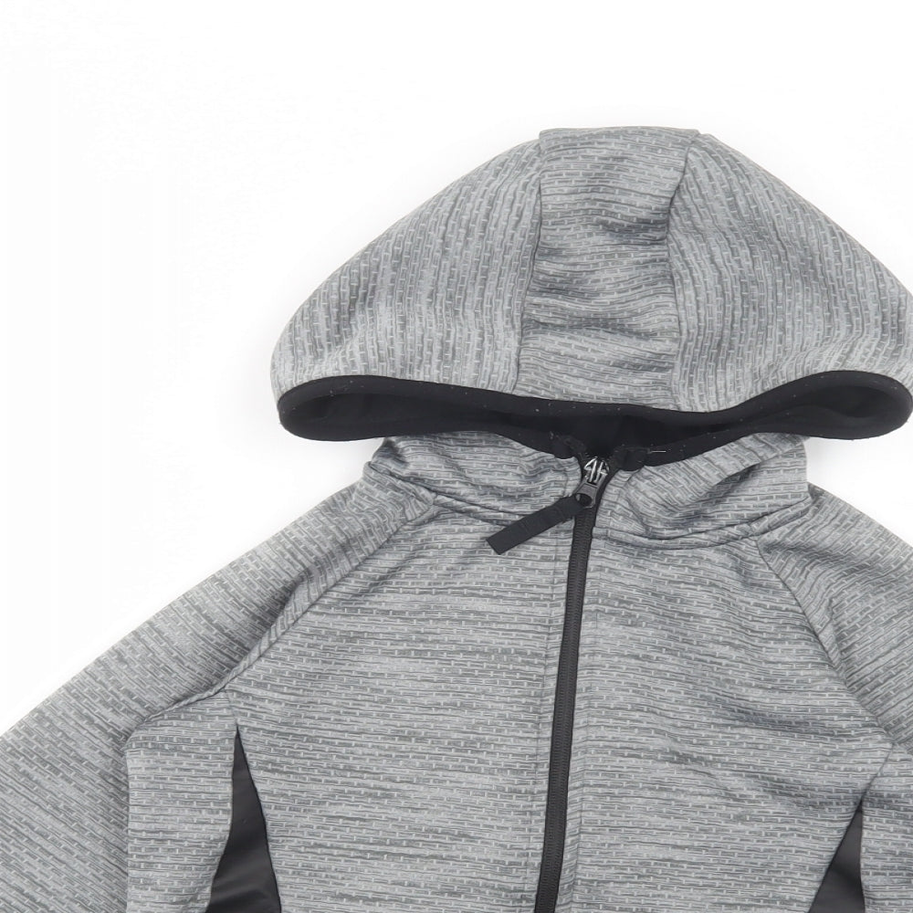 Primark Boys Grey  Polyester Full Zip Hoodie Size 7-8 Years  Zip