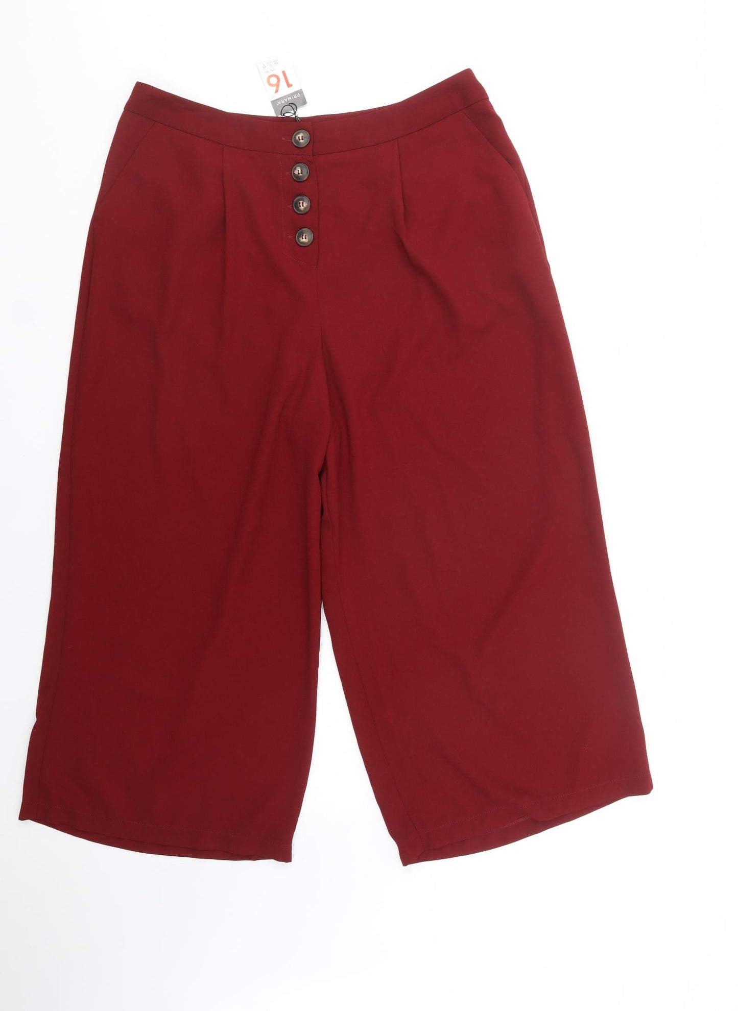 Primnark Womens Red  Polyester Trousers  Size 16 L25 in Regular Button