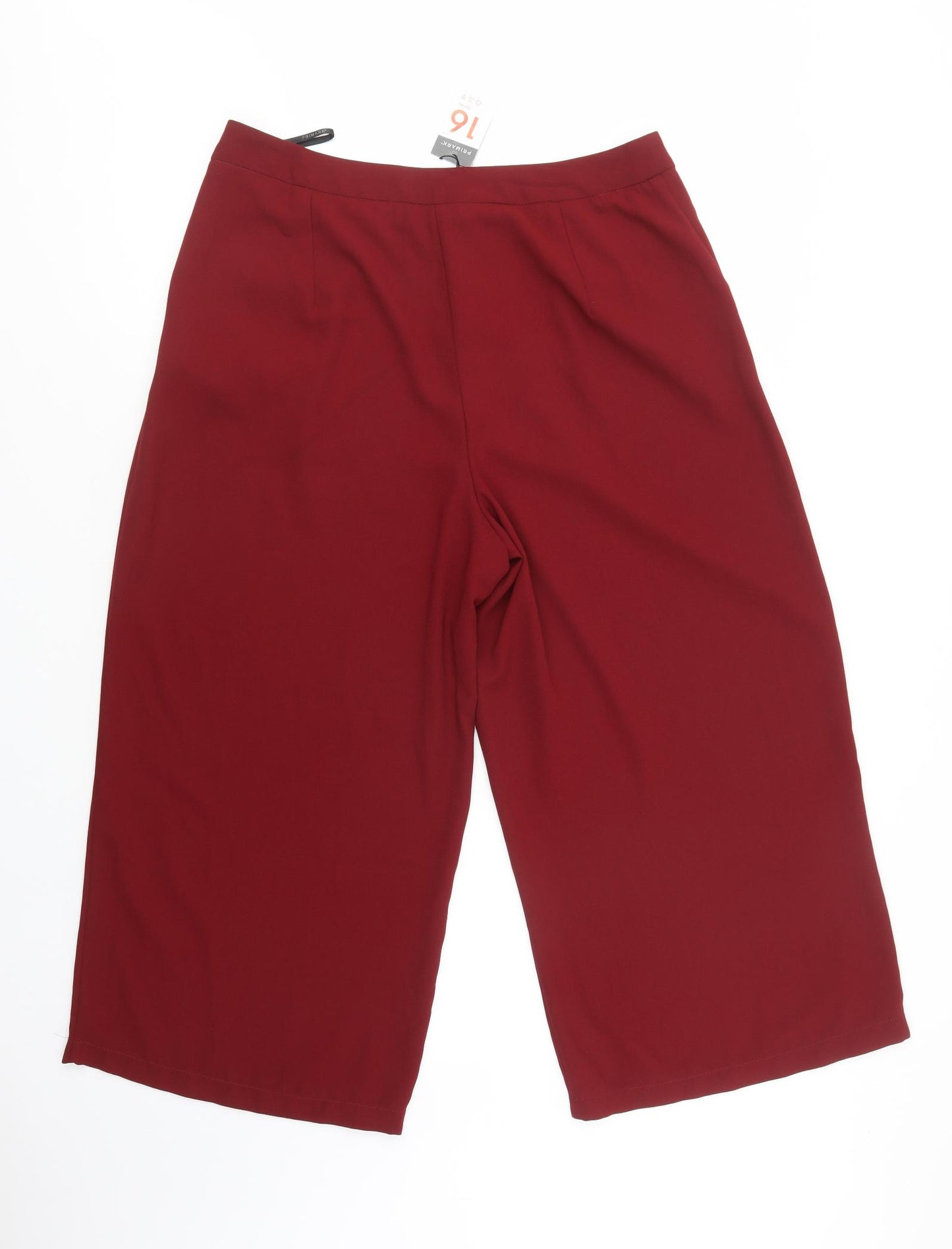 Primnark Womens Red  Polyester Trousers  Size 16 L25 in Regular Button