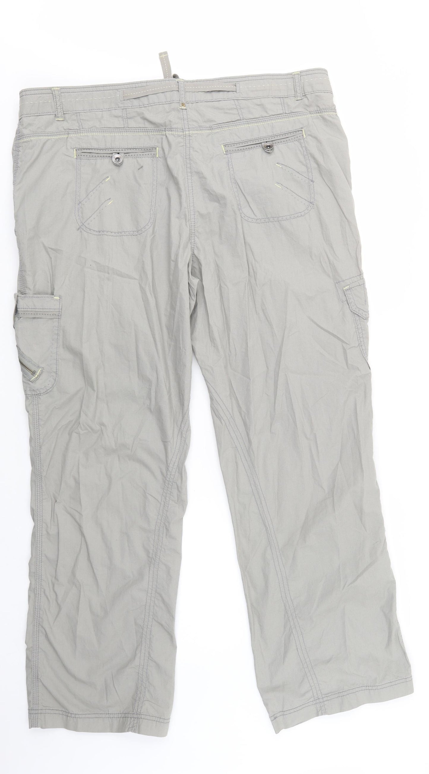 Marks and Spencer Womens Green  Cotton Cargo Trousers Size 20 L31 in Regular Button