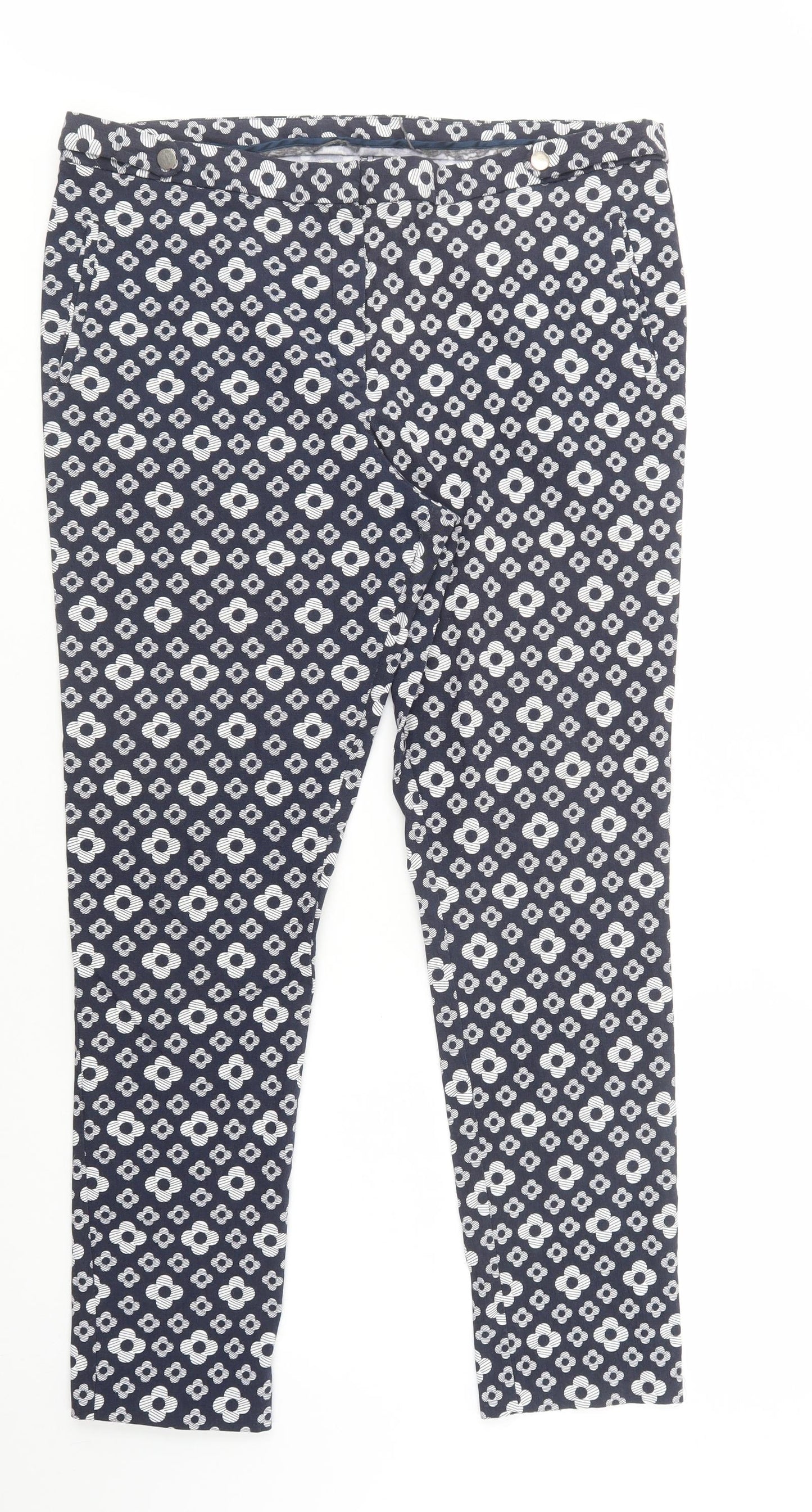 TU Womens Blue Floral Viscose Jegging Trousers Size 18 L31 in Regular