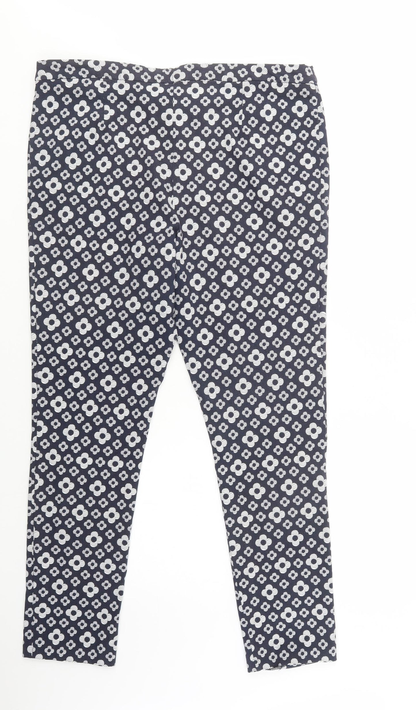 TU Womens Blue Floral Viscose Jegging Trousers Size 18 L31 in Regular