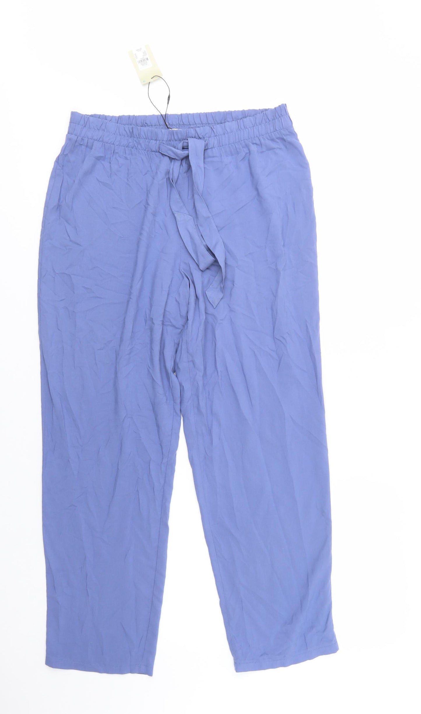 Primark Womens Blue  Viscose Trousers  Size 14 L28 in Regular Drawstring
