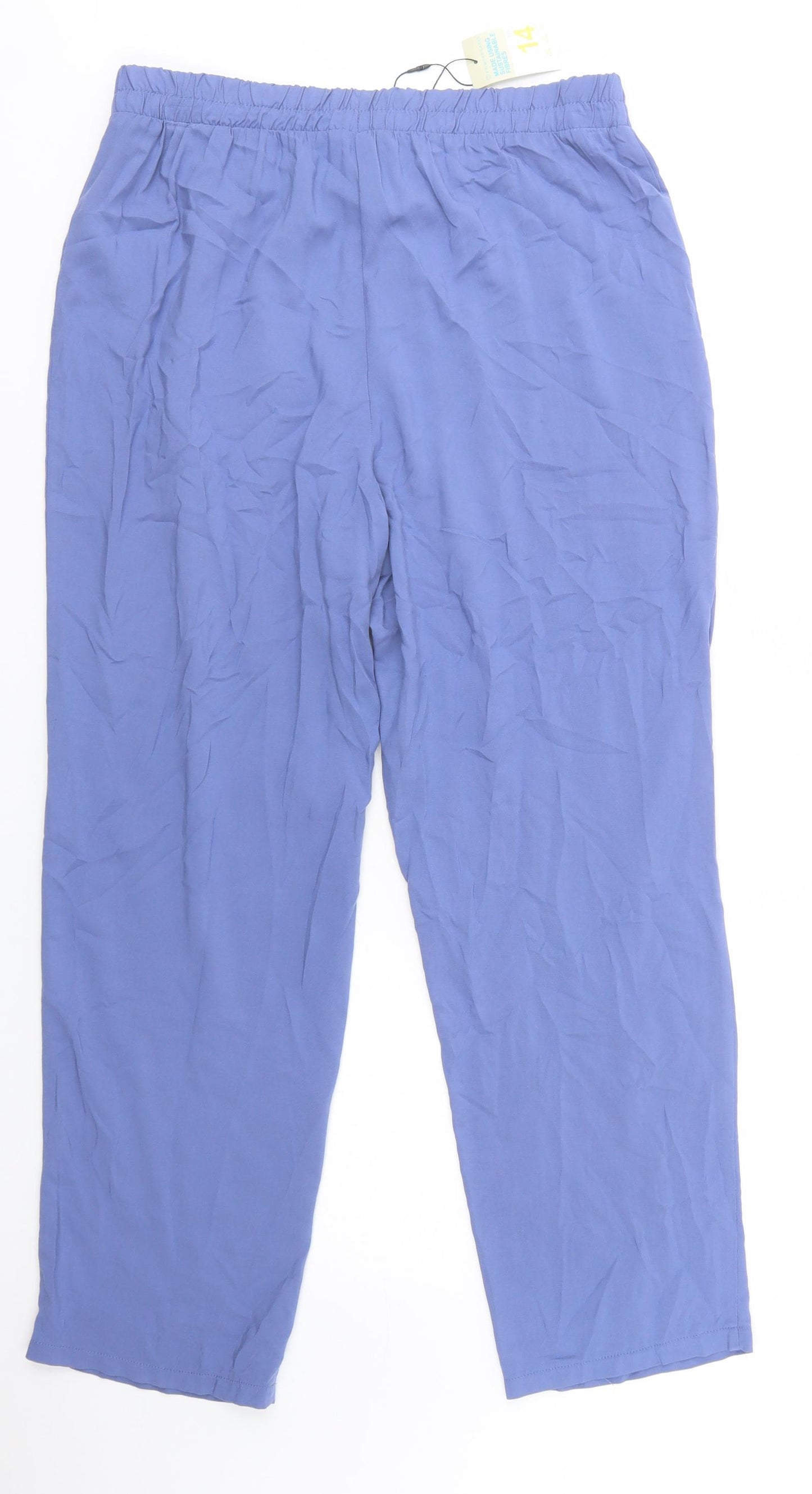 Primark Womens Blue  Viscose Trousers  Size 14 L28 in Regular Drawstring