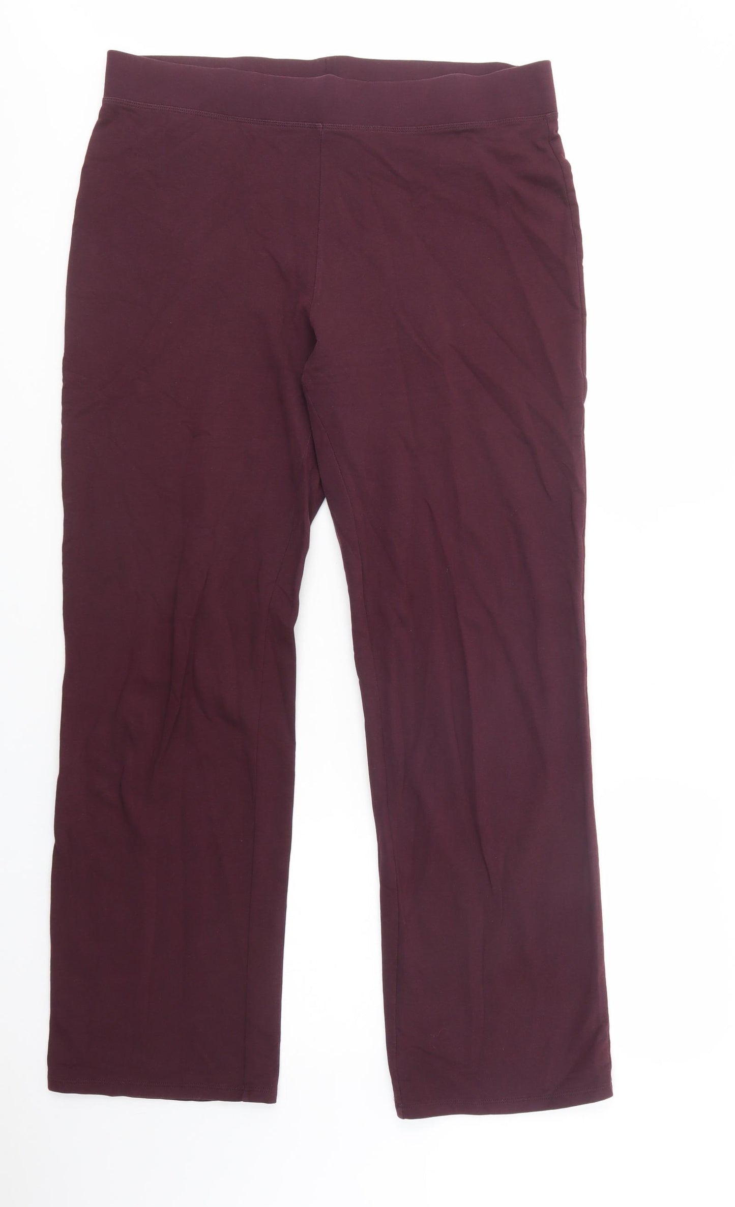 Marks and Spencer Womens Purple  Cotton Jogger Trousers Size 16 L32 in Regular