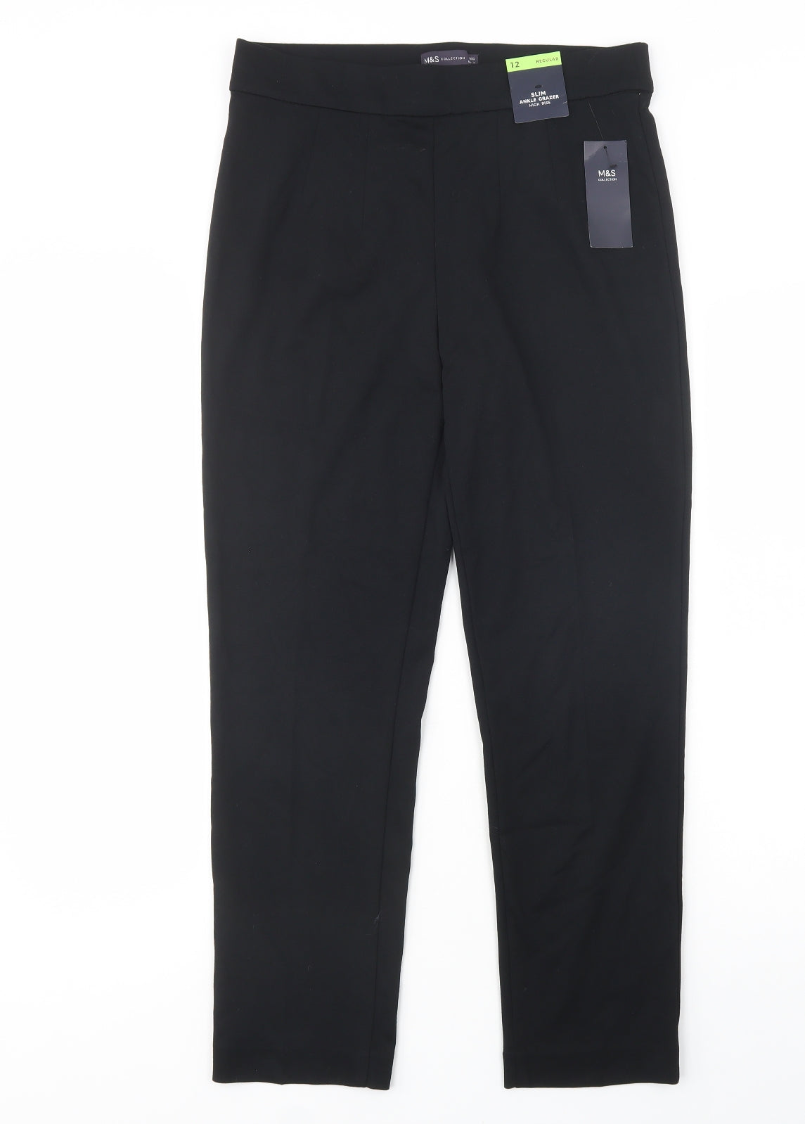 Marks and Spencer Womens Black  Viscose Jogger Trousers Size 12 L28 in Regular