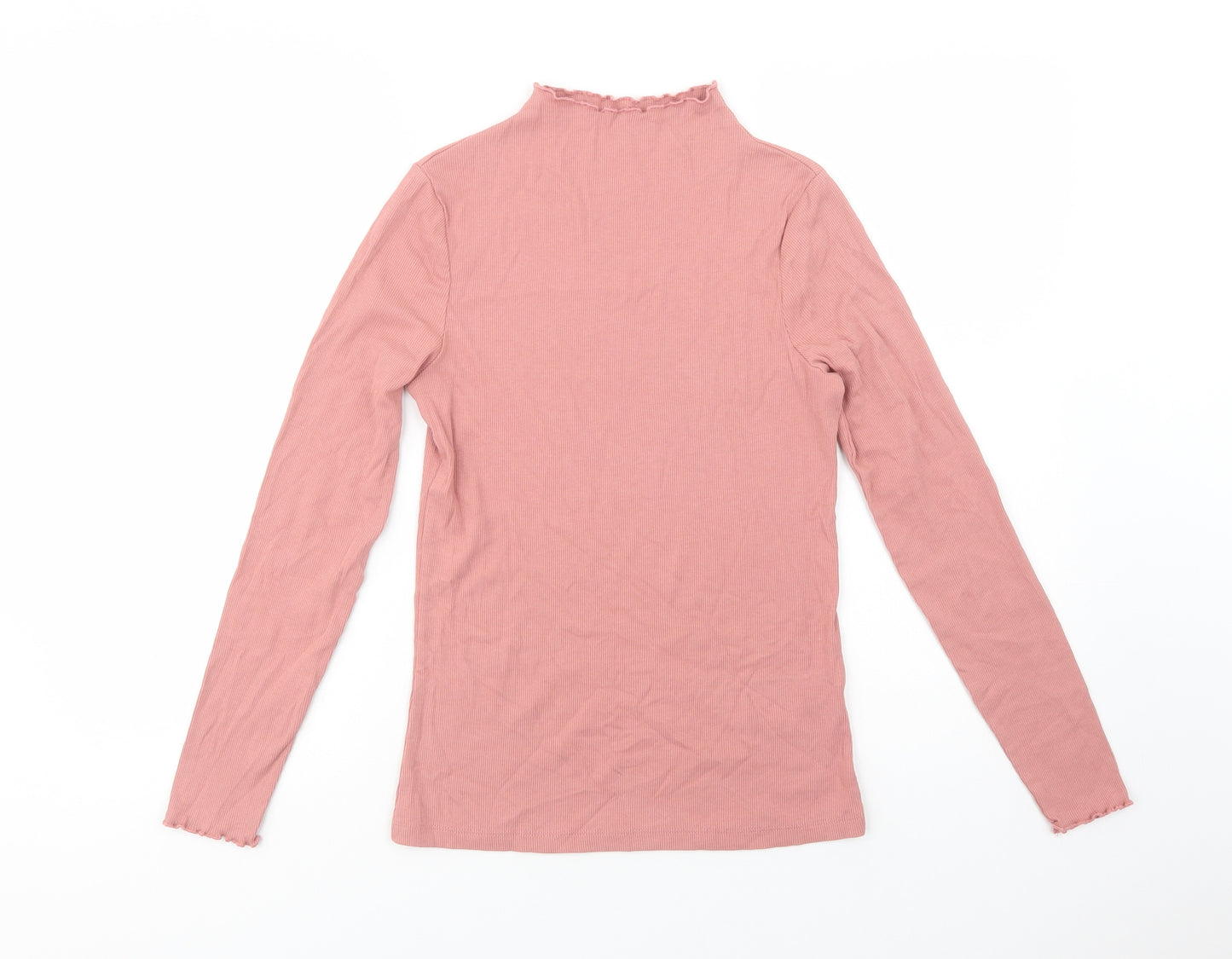 TU Womens Pink  Cotton Basic Blouse Size 12 Mock Neck