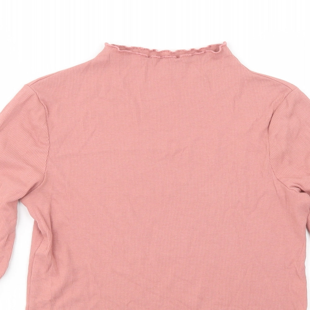 TU Womens Pink  Cotton Basic Blouse Size 12 Mock Neck