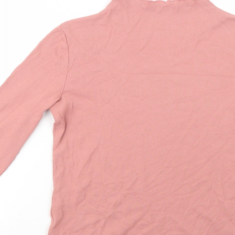 TU Womens Pink  Cotton Basic Blouse Size 12 Mock Neck