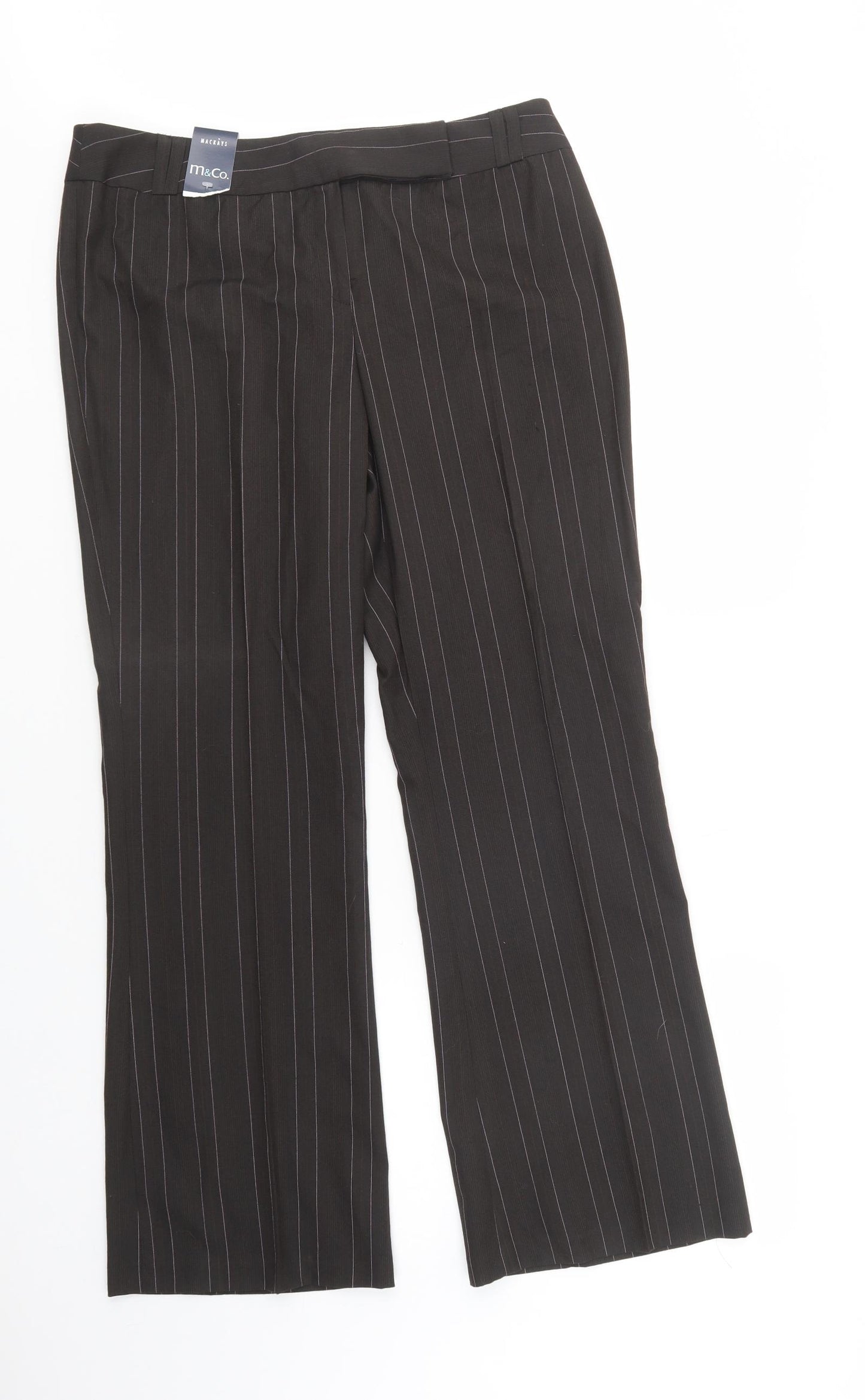 M&Co Womens Silver  Polyester Dress Pants Trousers Size 14 L31 in Regular Button