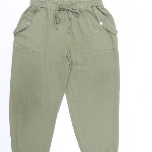 Nutmeg Womens Green  Polyester Jogger Trousers Size 16 L27 in Regular Drawstring