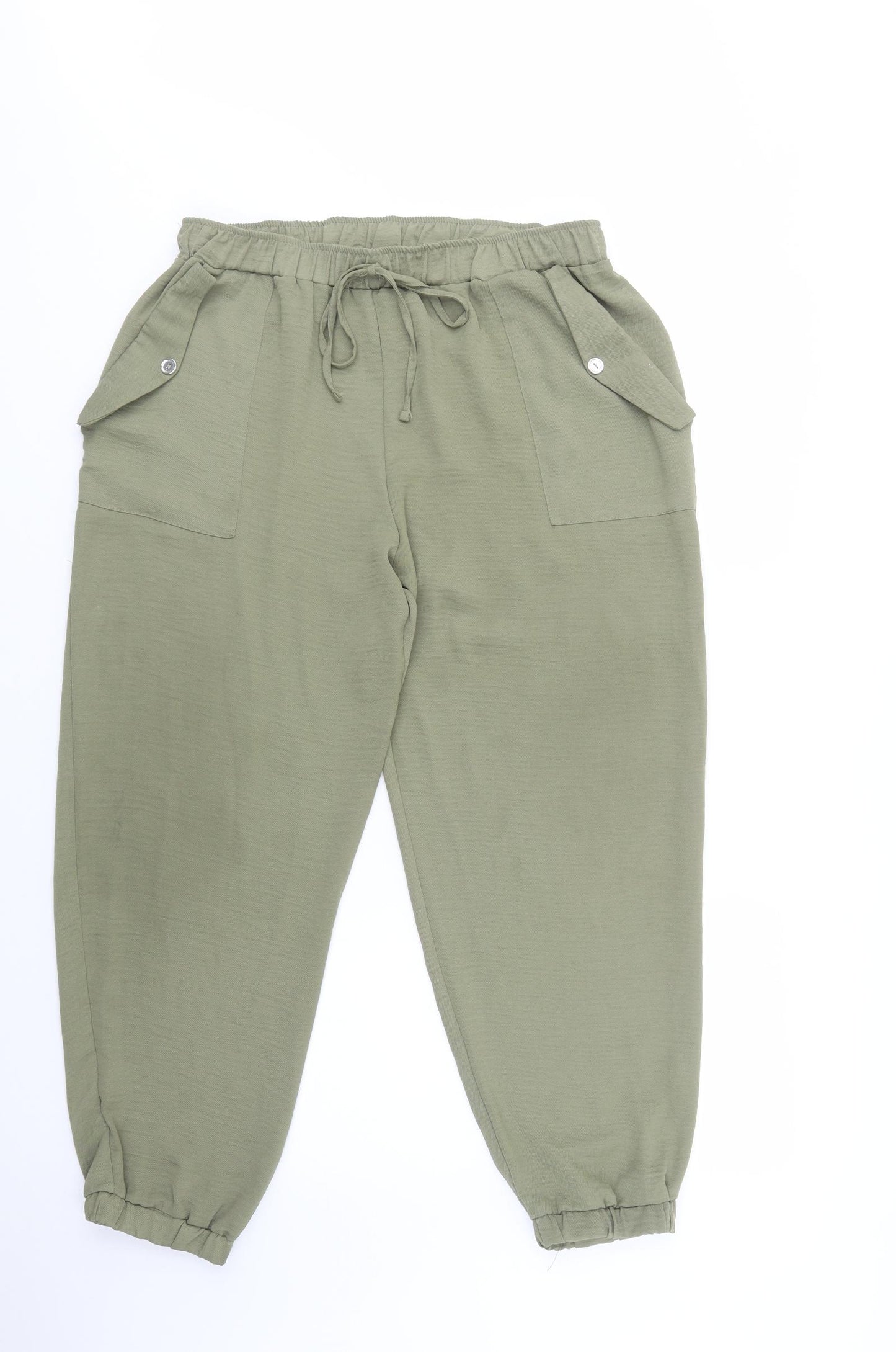 Nutmeg Womens Green  Polyester Jogger Trousers Size 16 L27 in Regular Drawstring
