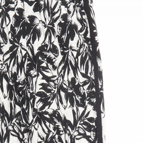 Dorothy Perkins Womens Black Floral Viscose Trousers  Size 8 L27 in Regular Drawstring