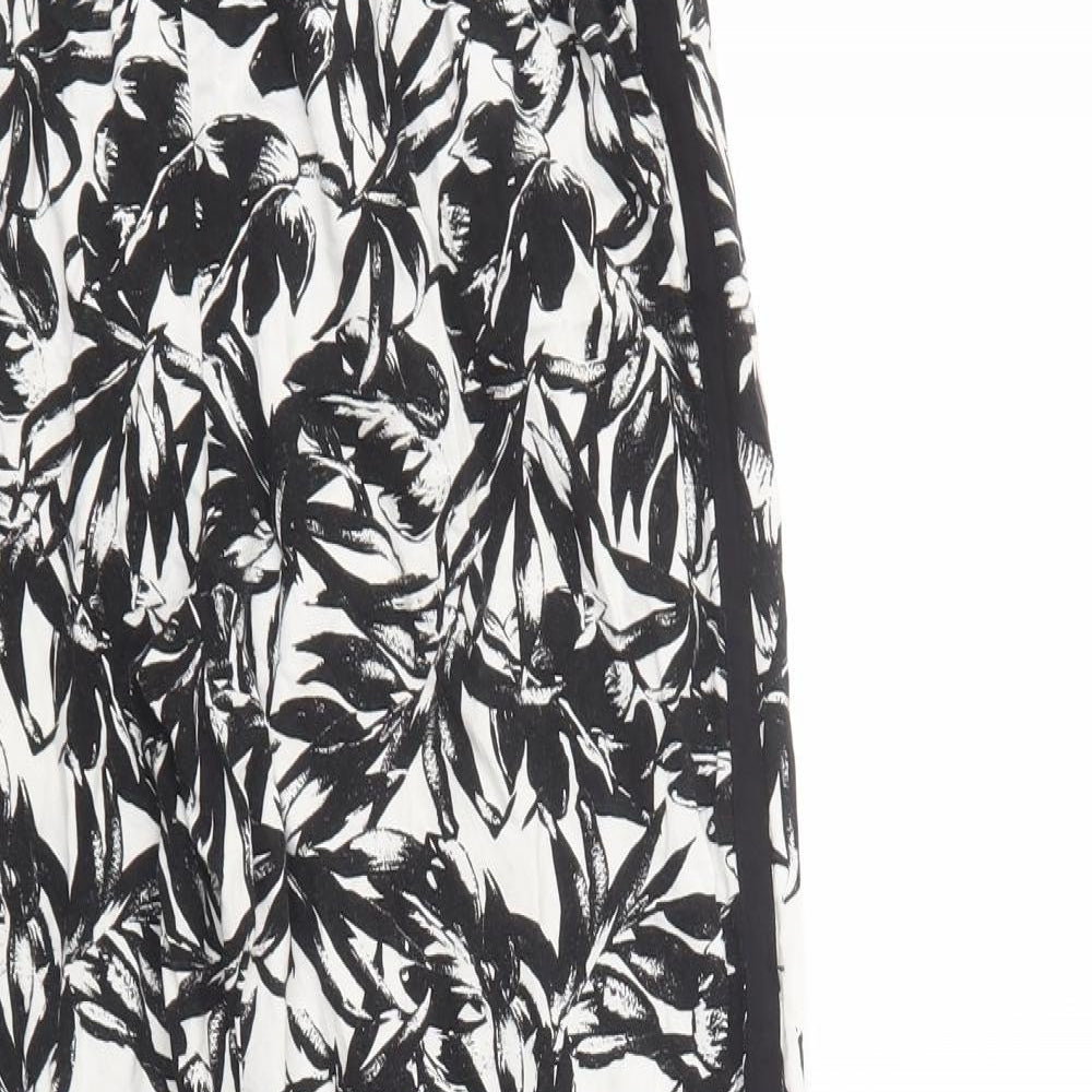 Dorothy Perkins Womens Black Floral Viscose Trousers  Size 8 L27 in Regular Drawstring