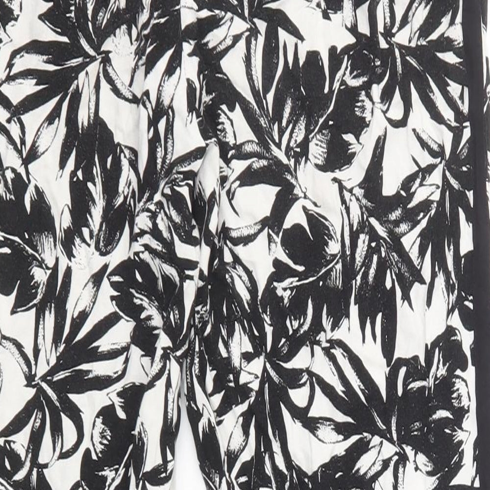 Dorothy Perkins Womens Black Floral Viscose Trousers  Size 8 L27 in Regular Drawstring