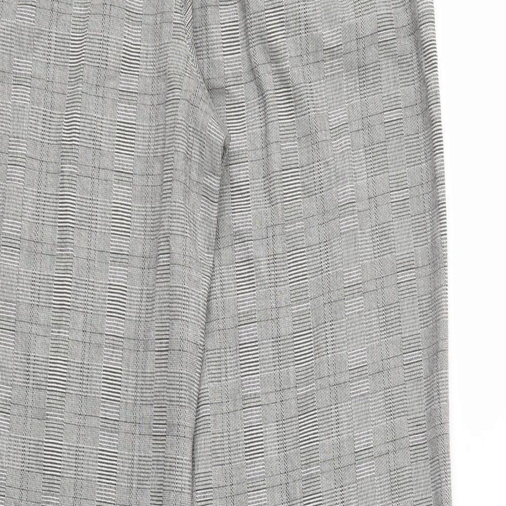NEXT Womens Grey Check Polyester Dress Pants Trousers Size 12 L33 in Regular Button