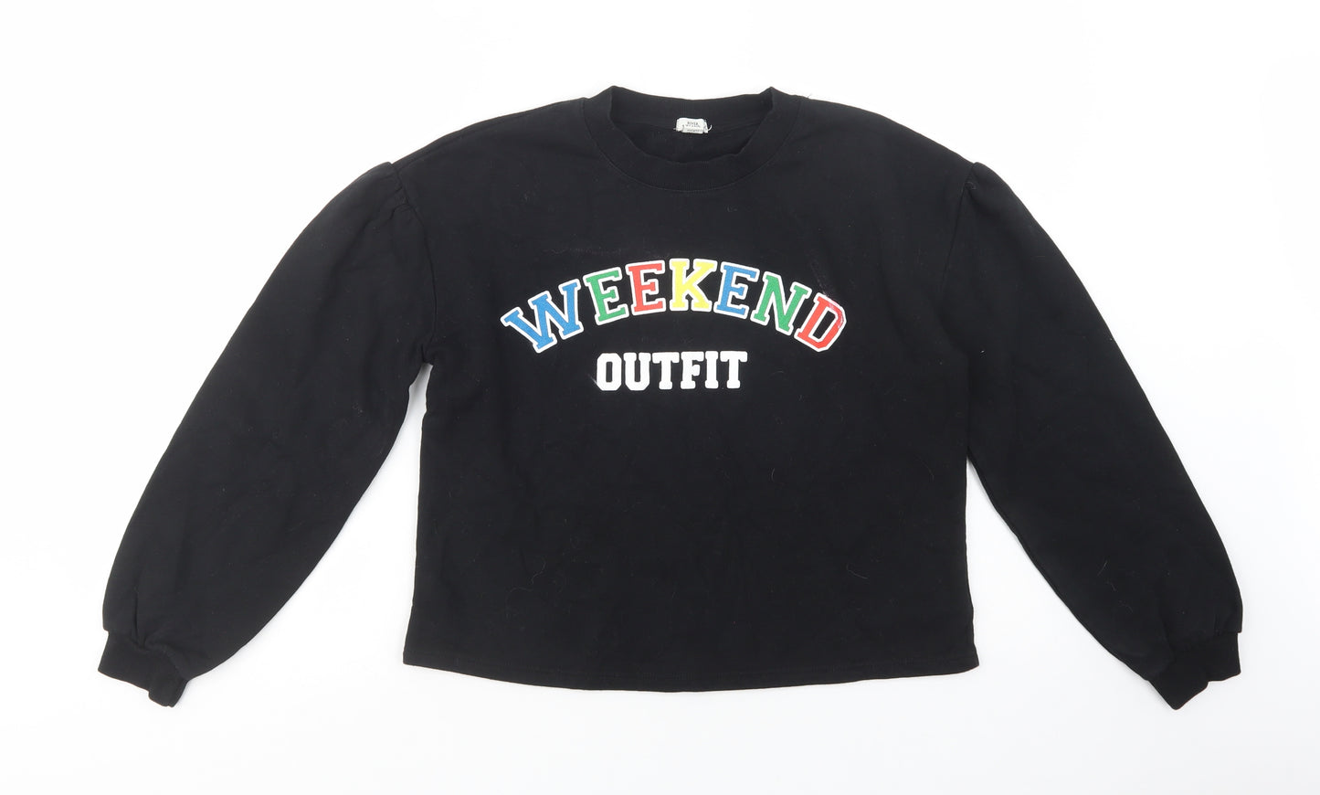 River Island Girls Black  Cotton Pullover Sweatshirt Size 11-12 Years  Pullover - Weekend Outfit