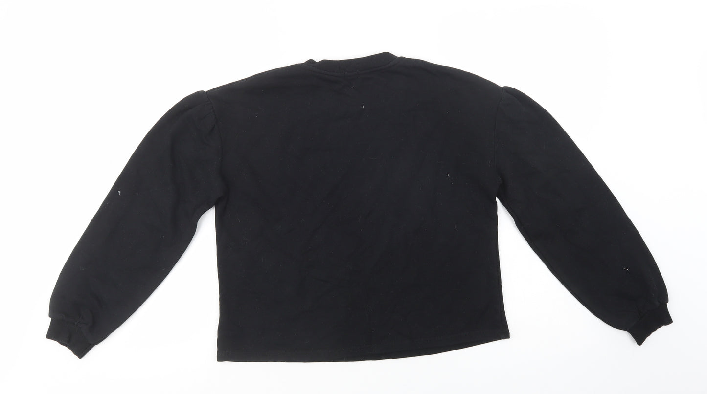 River Island Girls Black  Cotton Pullover Sweatshirt Size 11-12 Years  Pullover - Weekend Outfit