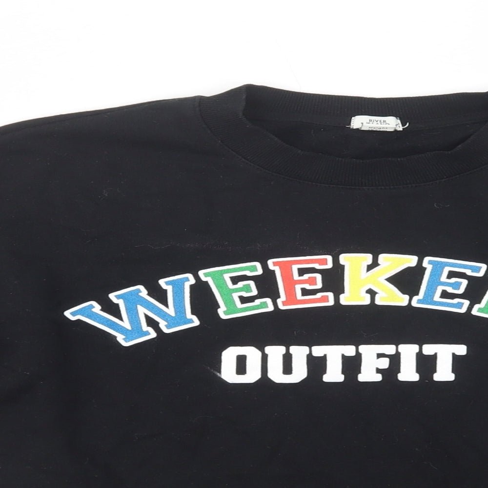 River Island Girls Black  Cotton Pullover Sweatshirt Size 11-12 Years  Pullover - Weekend Outfit
