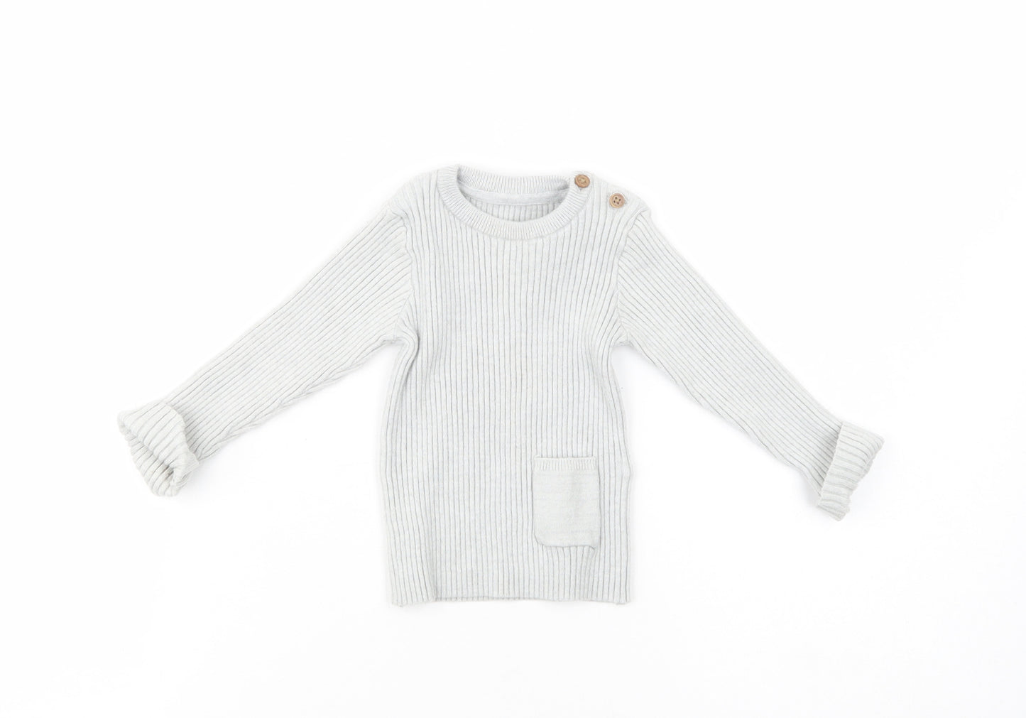 Marks and Spencer Baby Grey  Viscose Pullover Jumper Size 12-18 Months  Button