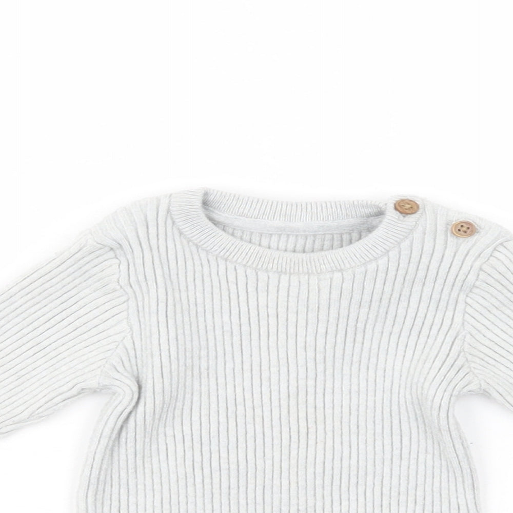 Marks and Spencer Baby Grey  Viscose Pullover Jumper Size 12-18 Months  Button