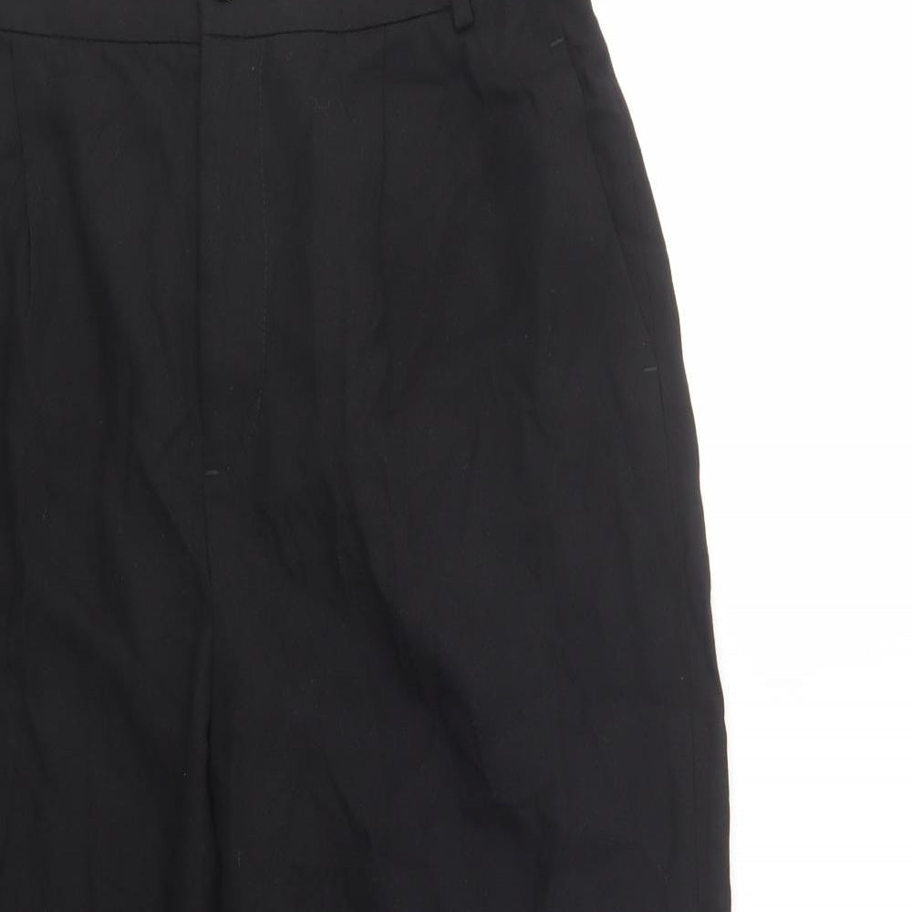 Zara Womens Black  Lyocell Cropped Trousers Size L L23 in Regular Button