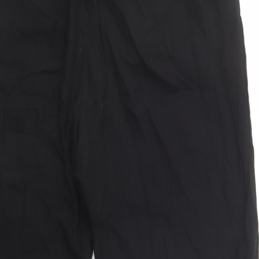 Zara Womens Black  Lyocell Cropped Trousers Size L L23 in Regular Button