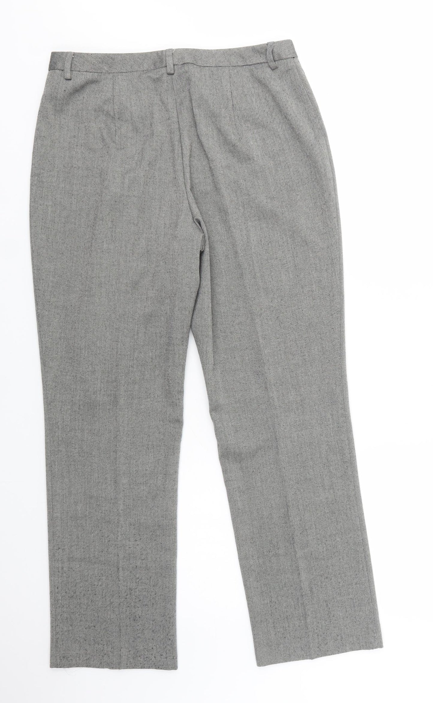 Marks and Spencer Womens Grey  Polyester Dress Pants Trousers Size 14 L29 in Regular Button