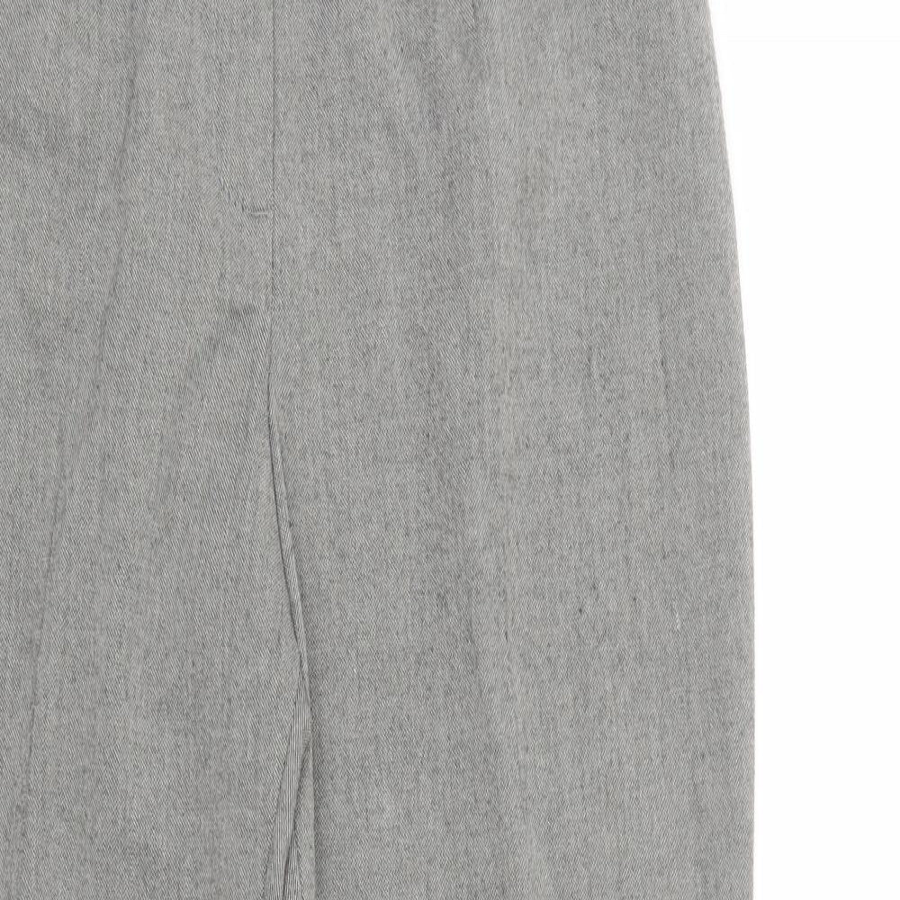 Marks and Spencer Womens Grey  Polyester Dress Pants Trousers Size 14 L29 in Regular Button