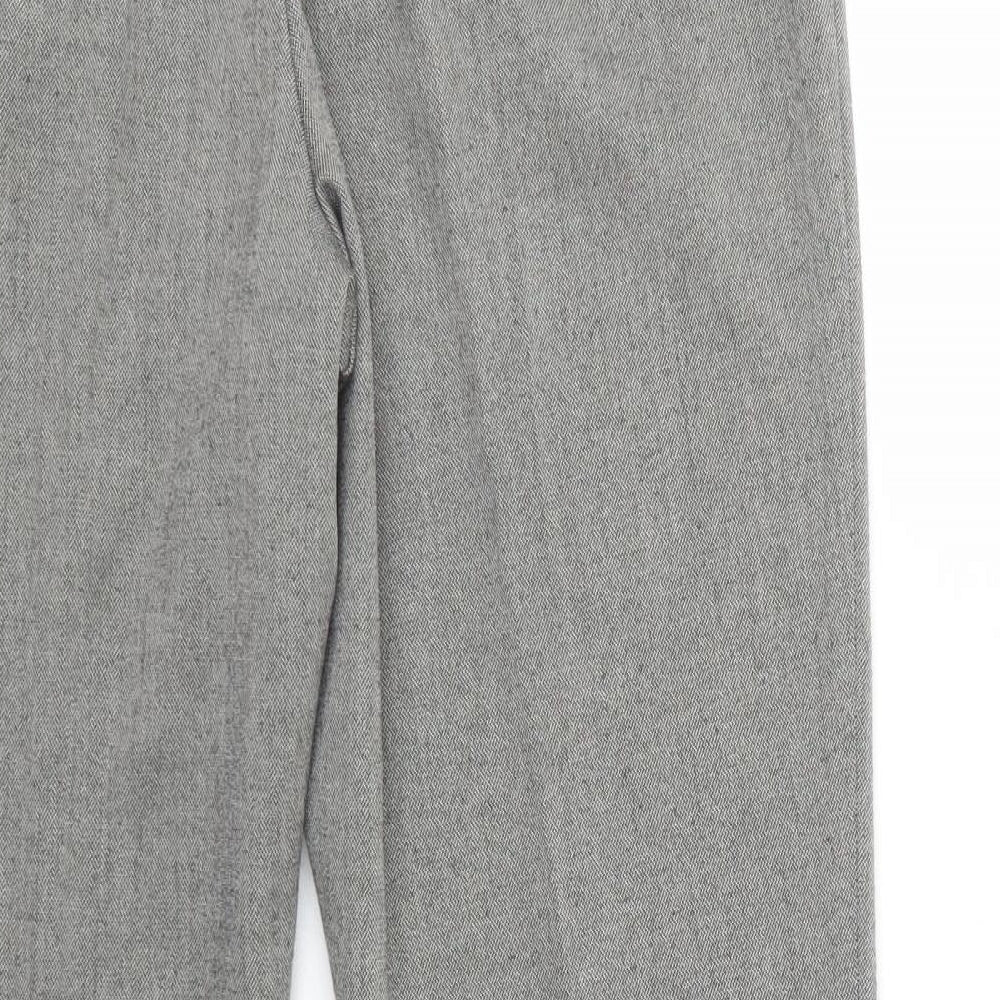 Marks and Spencer Womens Grey  Polyester Dress Pants Trousers Size 14 L29 in Regular Button